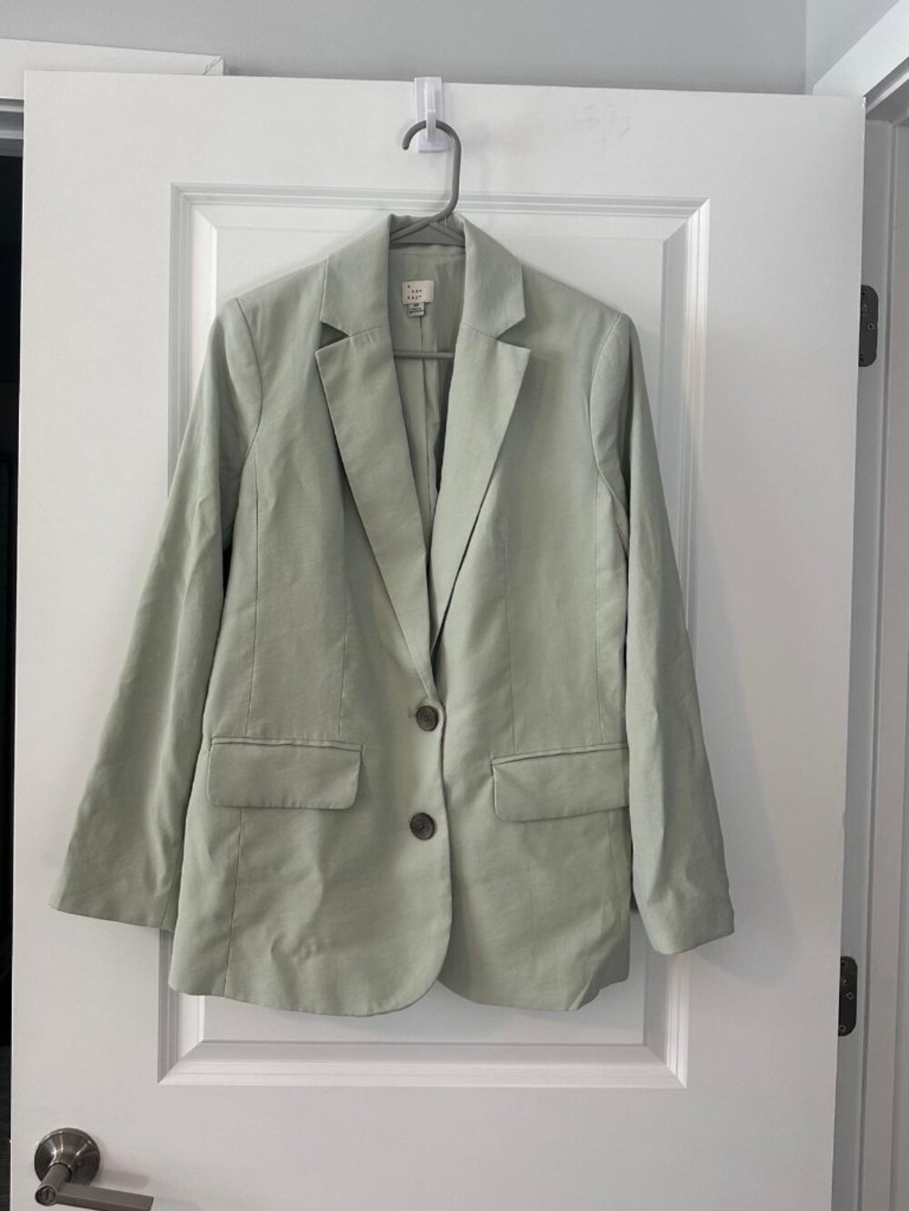 A NEW DAY TARGET plus linen blend 2 button jacket in sage green (XXL)